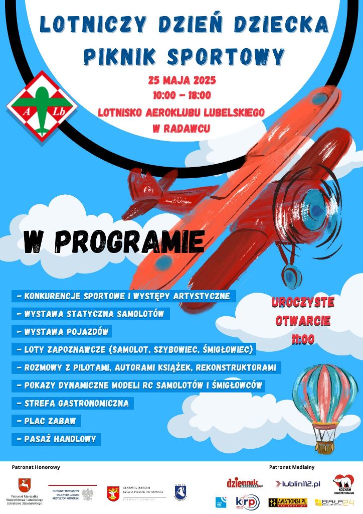 2025 05 14 LOTNICZY DZIEŃ DZIECKA PIKNIK SPORTOWY plakat A4