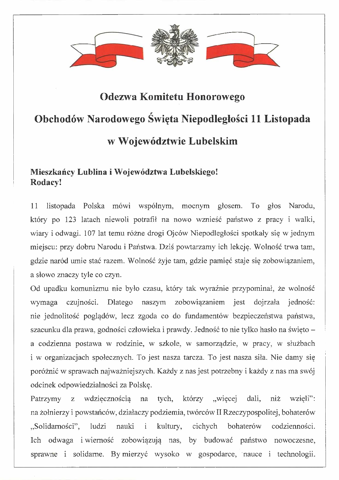 Odezwa Narodowe Święto Niepodległości 2025 rok 1 21
