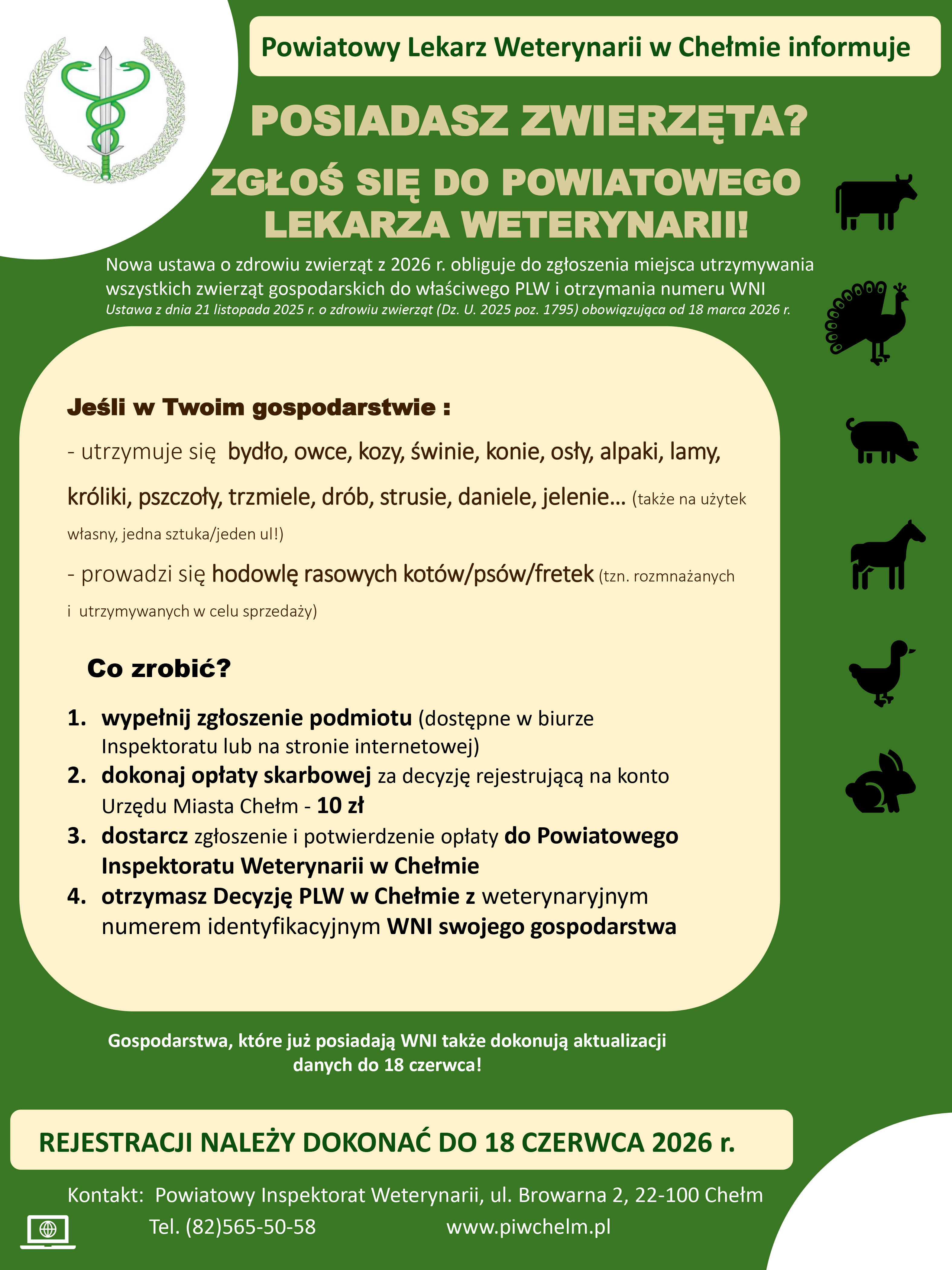 plakat informacyjny PIW Chelm rejstracja zwierzat