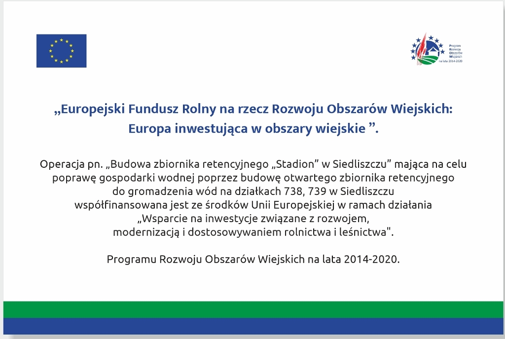 Zdjęcie poglądowe do artykułu: „Budowa Zbiornika retencyjnego „STADION” w Siedliszczu ( )